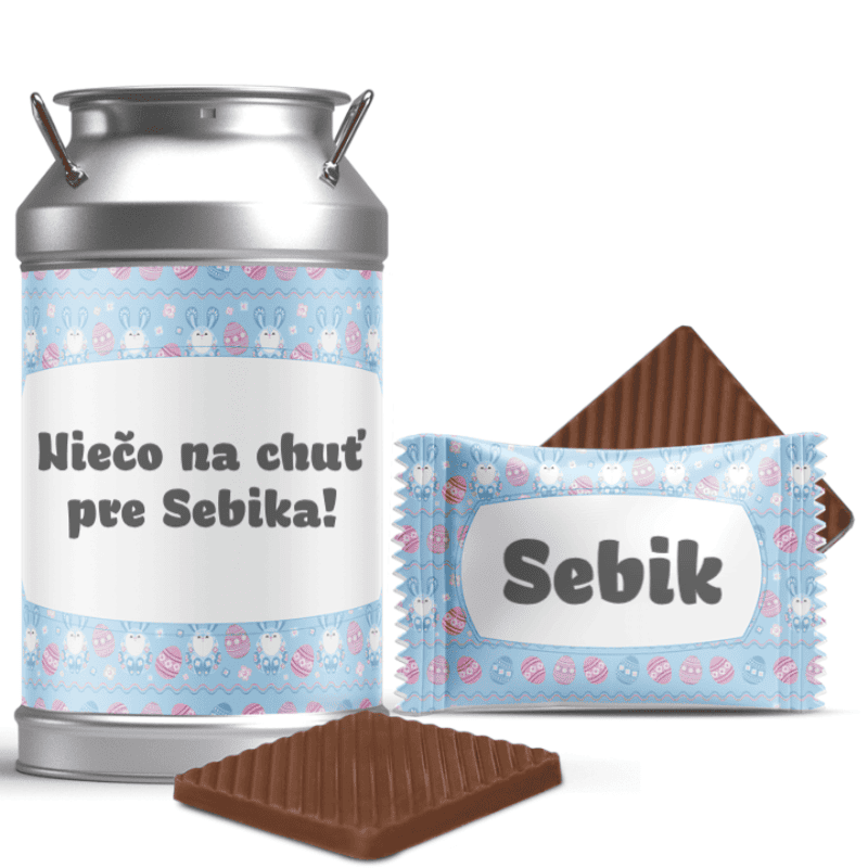#711 Veľkonočné mini čokoládky v dózičke s vlastným textom