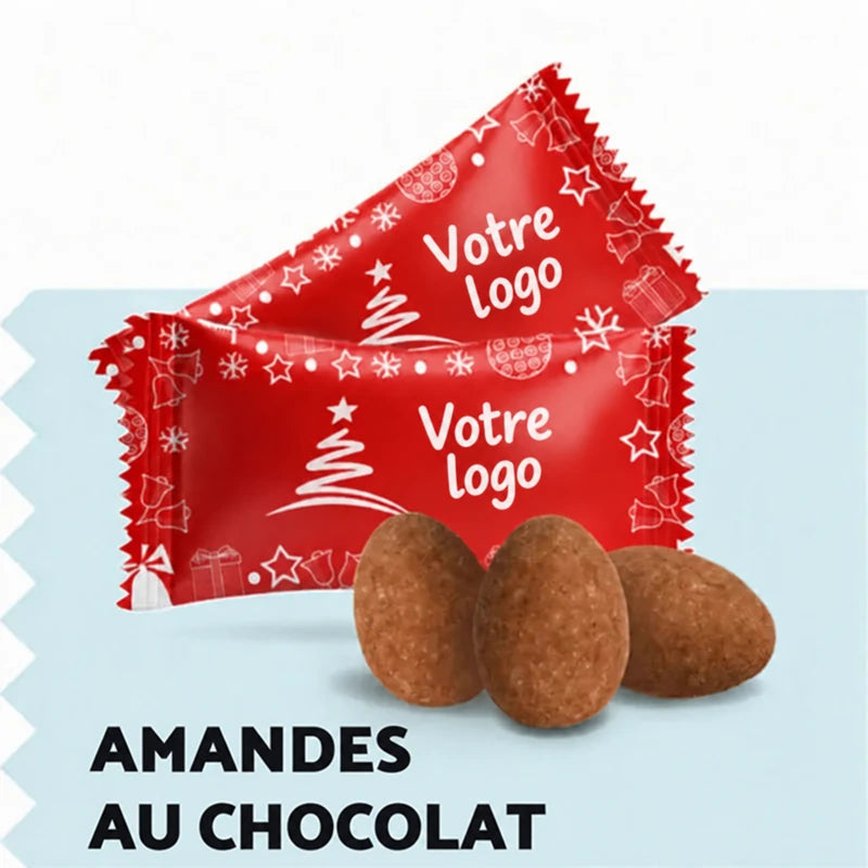 Amandes enrobées de Noël avec logo