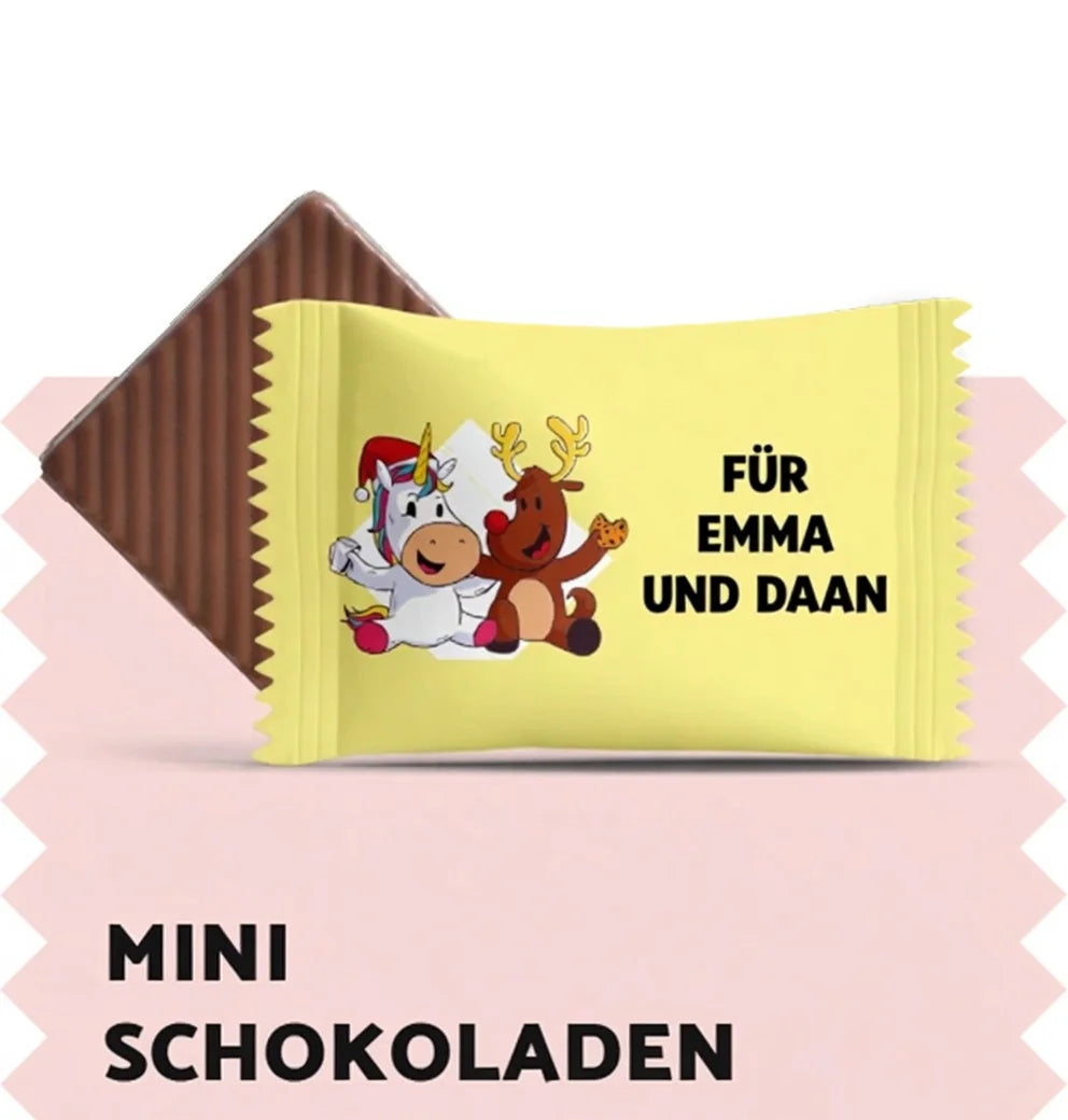 Mini-Schokoladen mit eigenem Text – Weihnachten