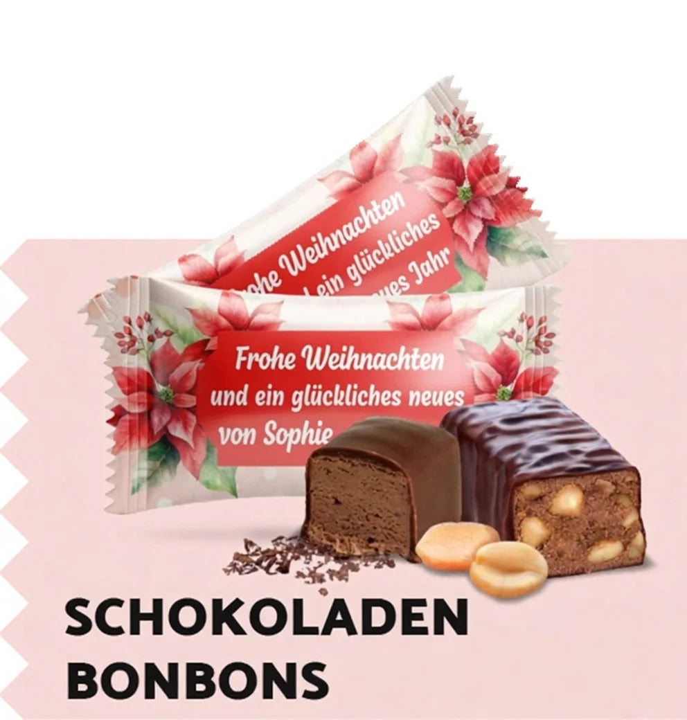 Schokoladenbonbons mit eigenem Text – Weihnachten