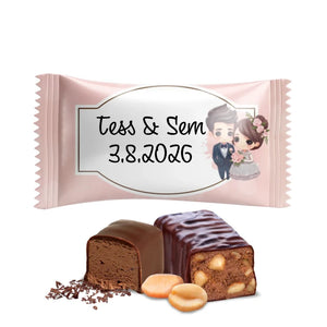 #B342E Chocoladebonbons met eigen tekst voor bruiloften